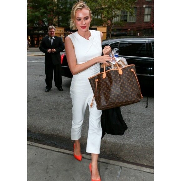 Authentic Louis Vuitton Neverfull MM Monogram Tote Shoulder Bag Brown Tan LV - Picture 5 of 13